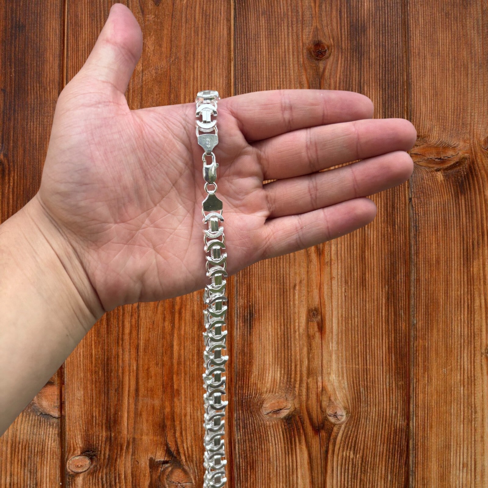 925 Sterling Silver 10mm Flat Byzantine Chain Necklace