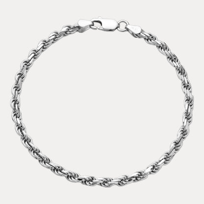 925 Sterling Silver 4mm Diamond Cut Rope Bracelet