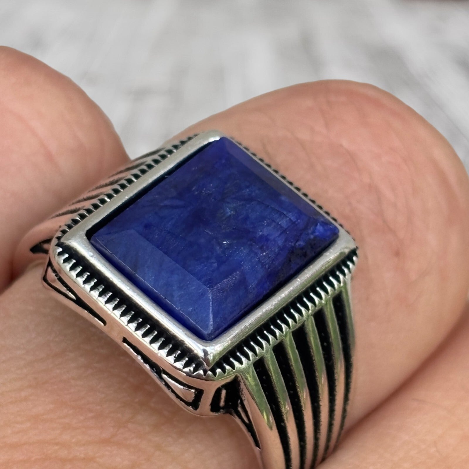 925 Sterling Silver Blue Sapphire Ring