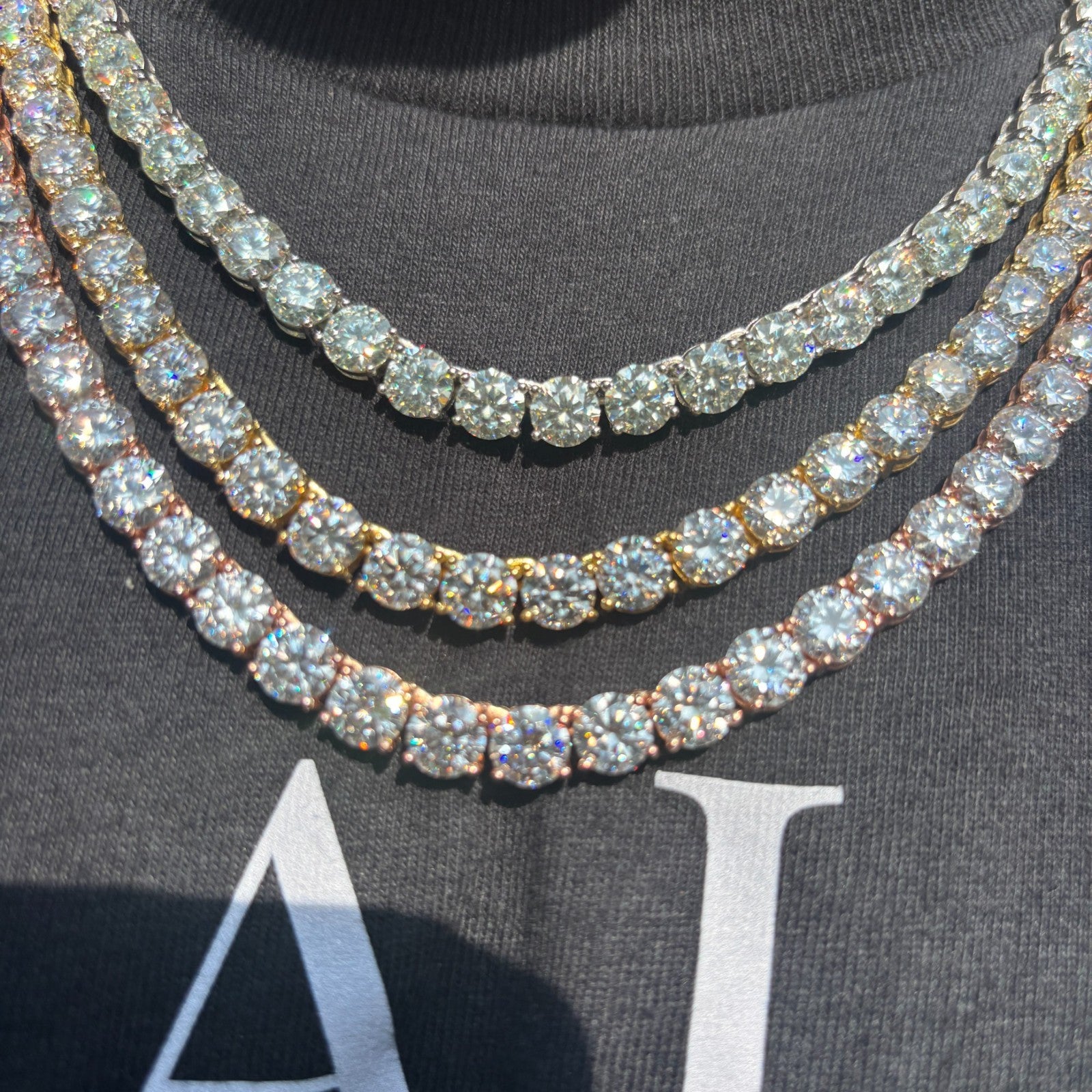 925 Sterling Silver 7mm Tennis Chain Necklace - CZ Or Moissanite