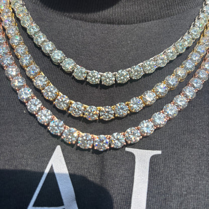 925 Sterling Silver 7mm Tennis Chain Necklace - CZ Or Moissanite