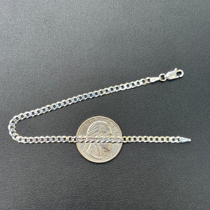 925 Sterling Silver 3mm Flat Curb Bracelet