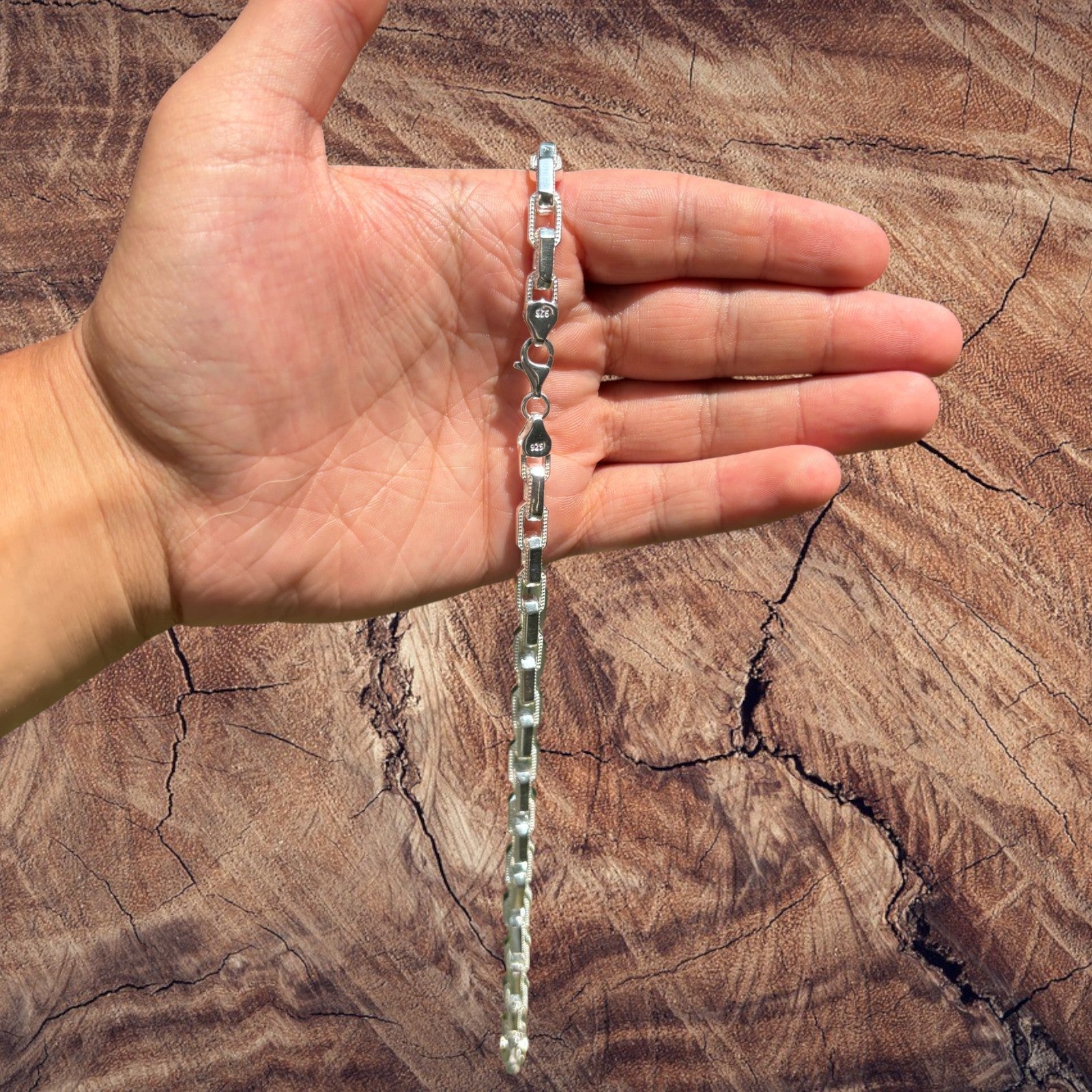 925 Sterling Silver 7mm Fancy Hermes Rolo Link Chain