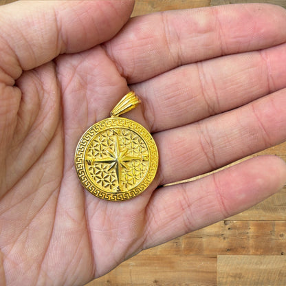 925 Sterling Silver Compass Pendant