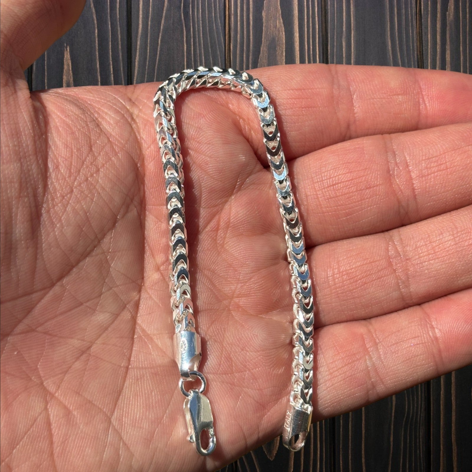 925 Sterling Silver 4mm Franco Bracelet