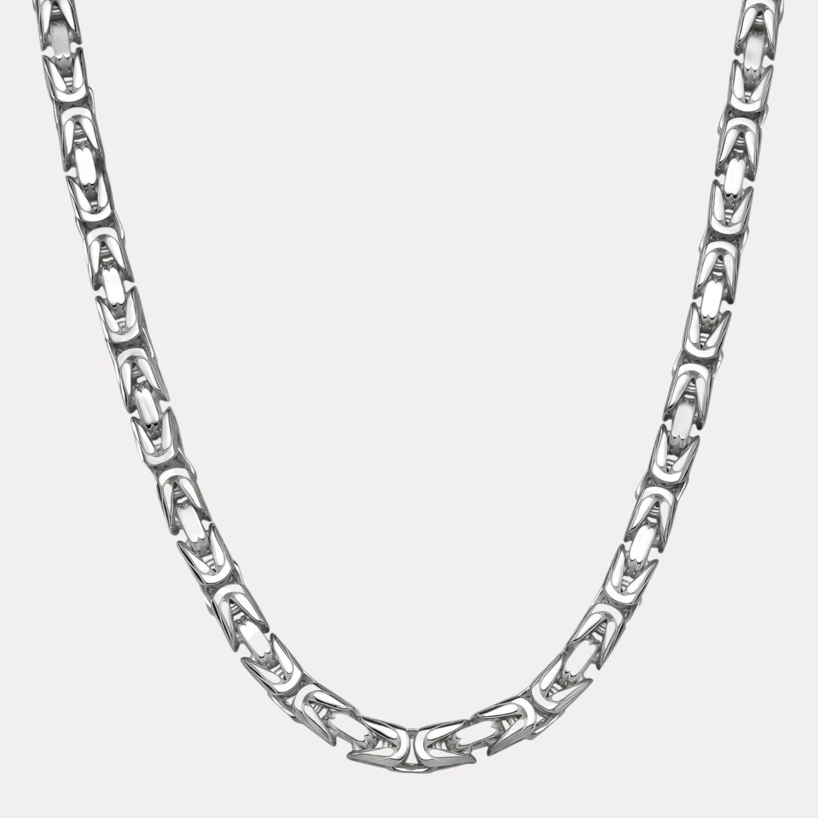 925 Sterling Silver 10mm Byzantine W. Box Clasp Chain Necklace