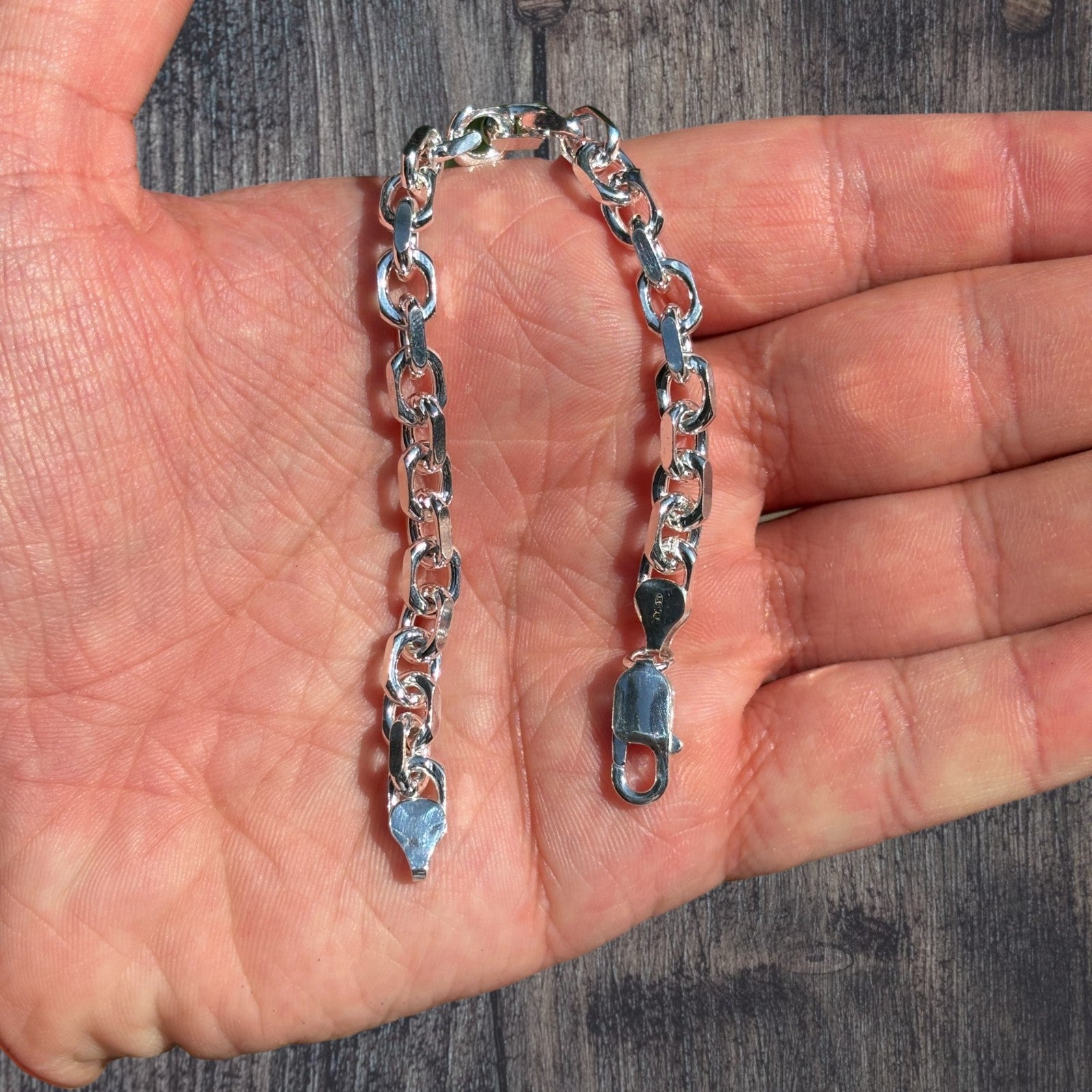 925 Sterling Silver 6mm Anchor Cable Bracelet