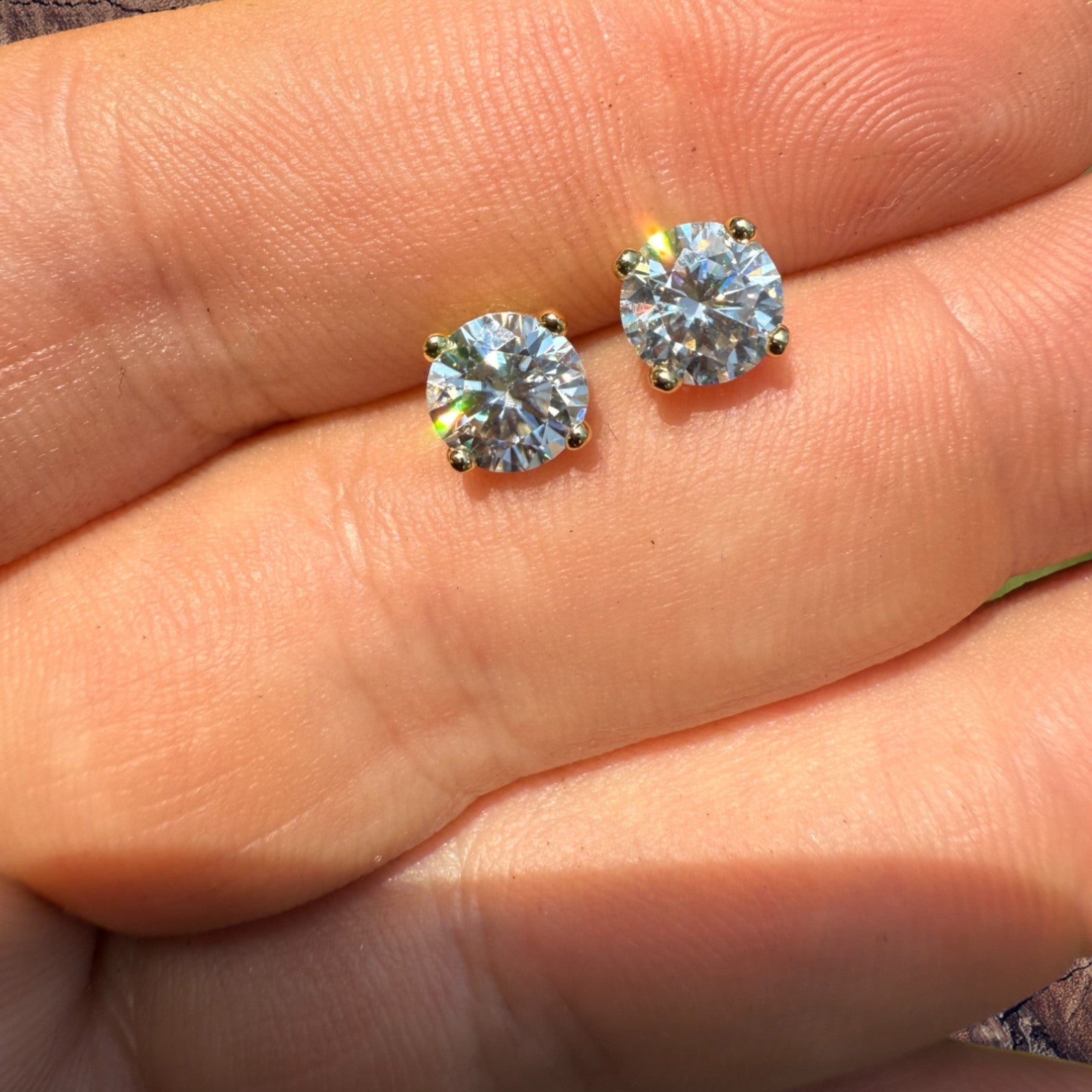 925 Sterling Silver 6.5mm Moissanite Earrings 2ct TW Studs