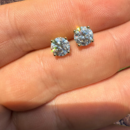 925 Sterling Silver 6.5mm Moissanite Earrings 2ct TW Studs