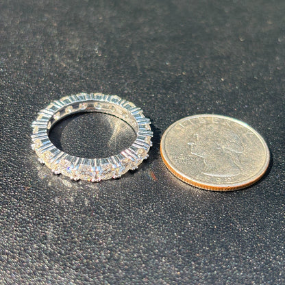 925 Sterling Silver 4mm Moissanite Wedding Band Eternity Ring