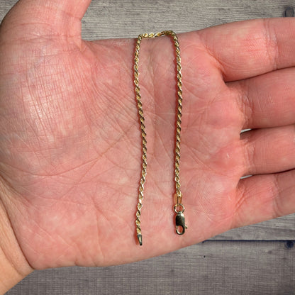 925 Sterling Silver 2mm Diamond Cut Rope Bracelet