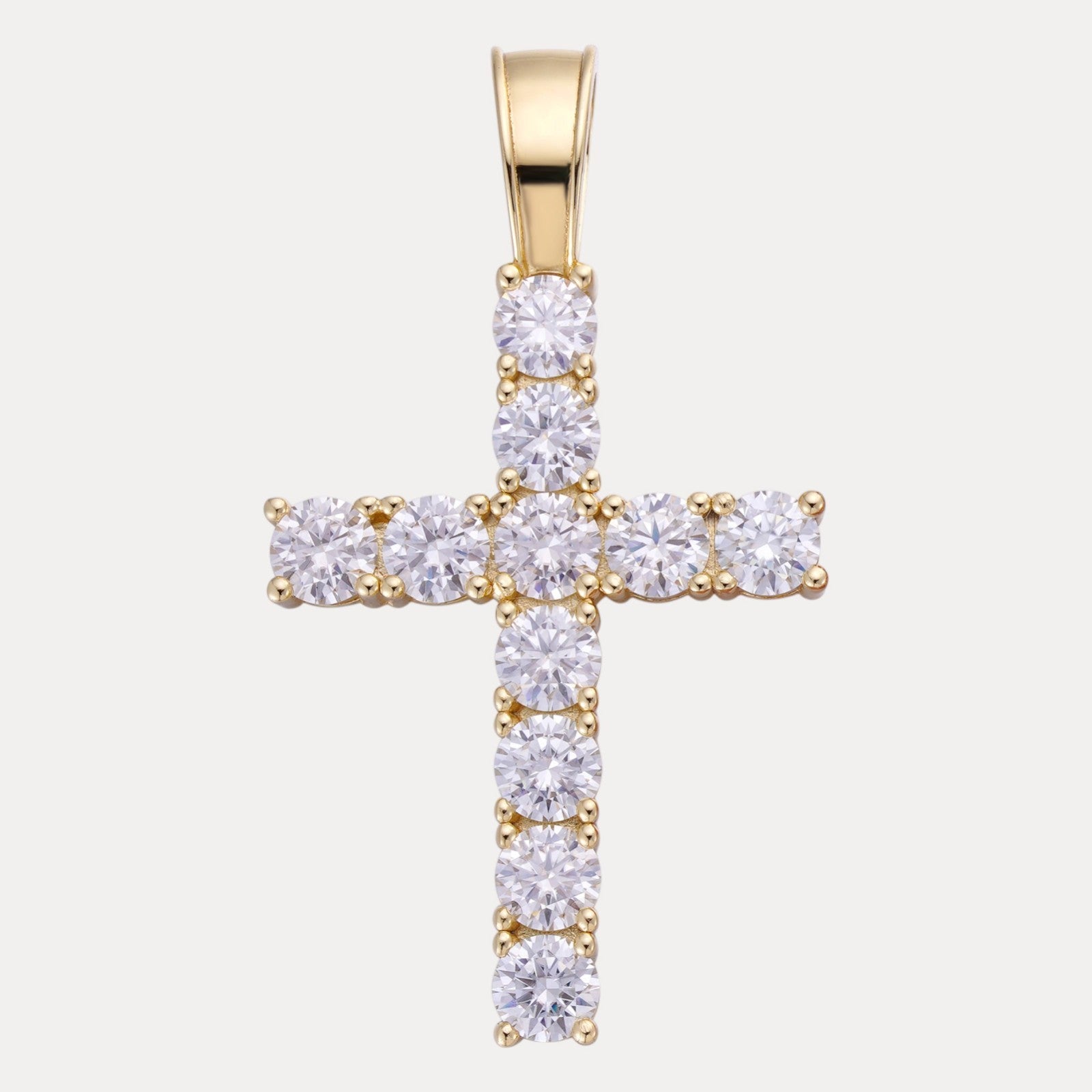 925 Sterling Silver Tennis Cross Pendant With Moissanite - X-Large