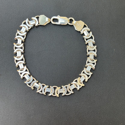 925 Sterling Silver 8mm Flat Byzantine Bracelet