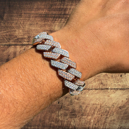 925 Sterling Silver 20mm Moissanite Cuban Prong Bracelet