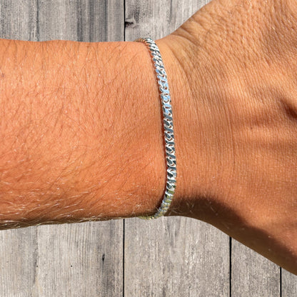 925 Sterling Silver 3.5mm Dollar Link Bracelet