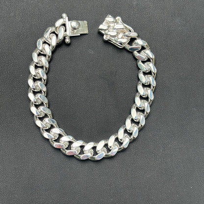 925 Sterling Silver 10mm Miami Cuban W. Box Clasp Bracelet