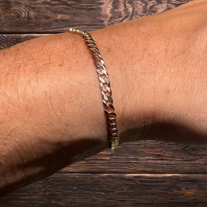 925 Sterling Silver 3mm Flat Curb Bracelet