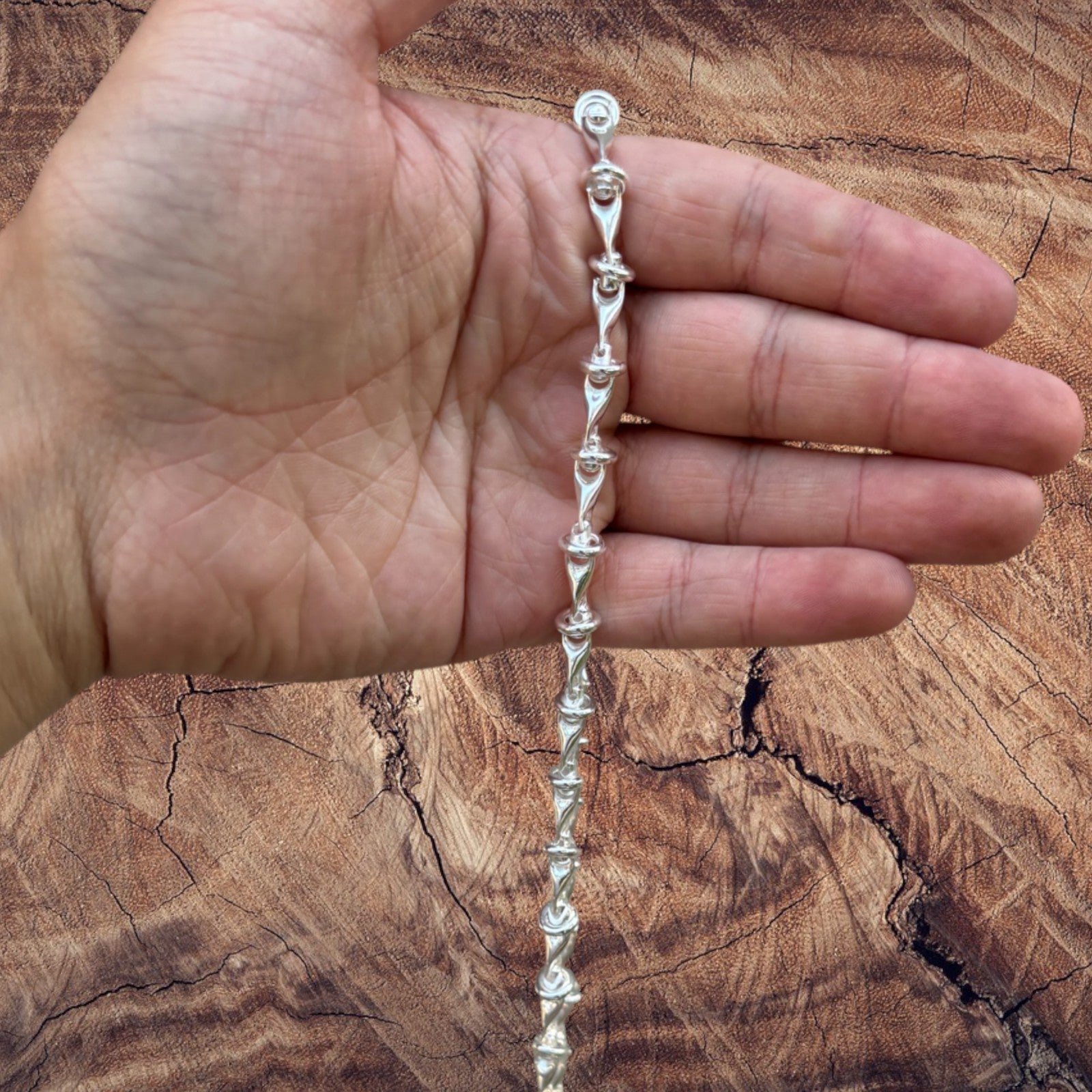 925 Sterling Silver 8mm Barbed Wire Chain Necklace