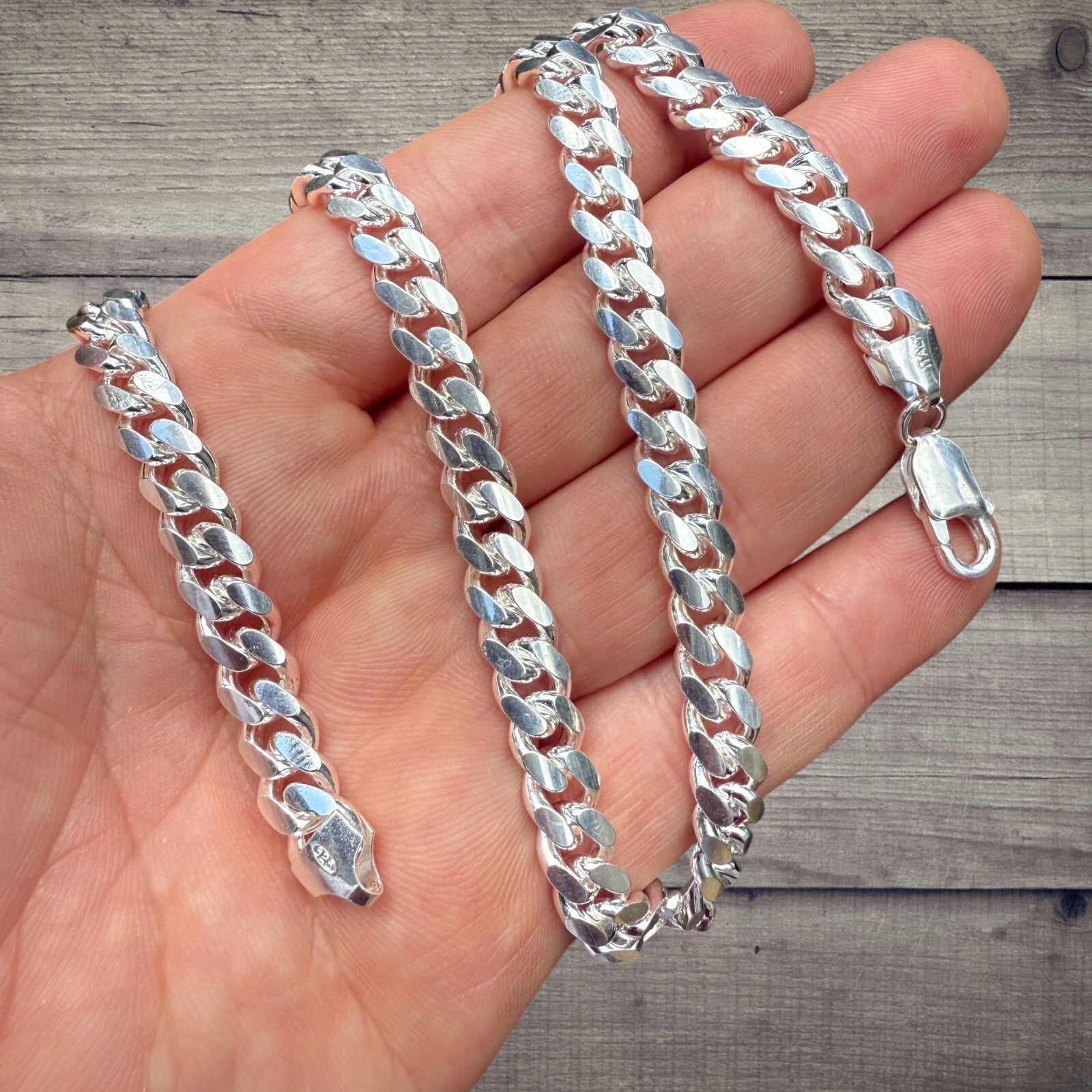 925 Sterling Silver 8mm Miami Cuban Chain Necklace