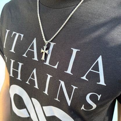 925 Sterling Silver Cross Hearts Pendant - Medium