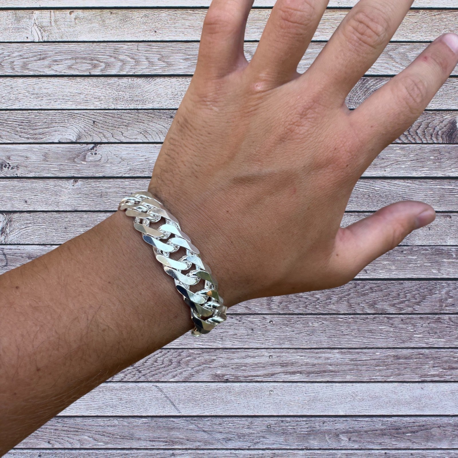 925 Sterling Silver 16mm Double Curb Bracelet