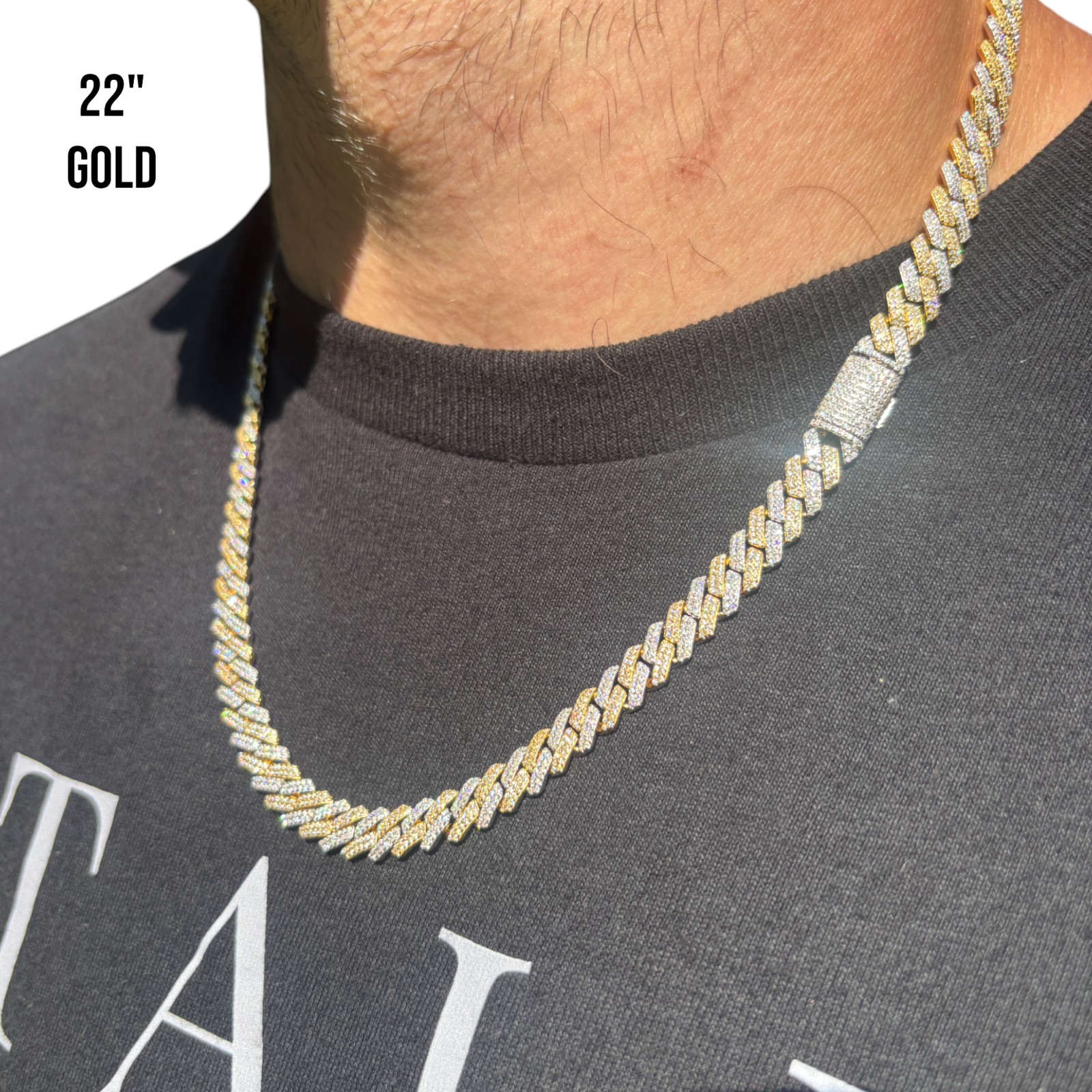 925 Sterling Silver 8mm Moissanite Miami Cuban Prong Chain Necklace