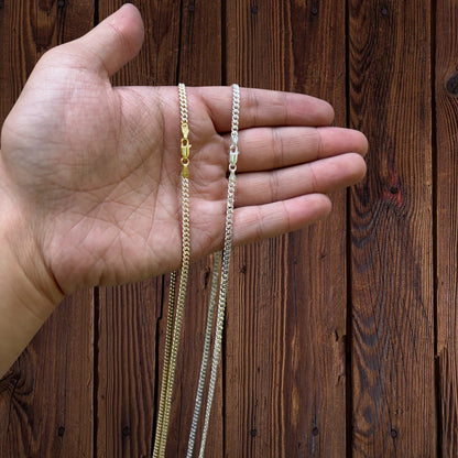 925 Sterling Silver 3mm Diamond Cut Miami Cuban Chain Necklace