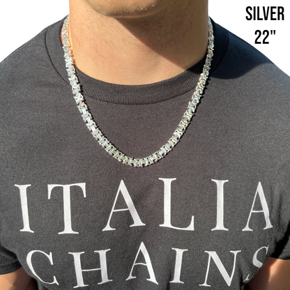 925 Sterling Silver 8mm Flat Byzantine Chain Necklace