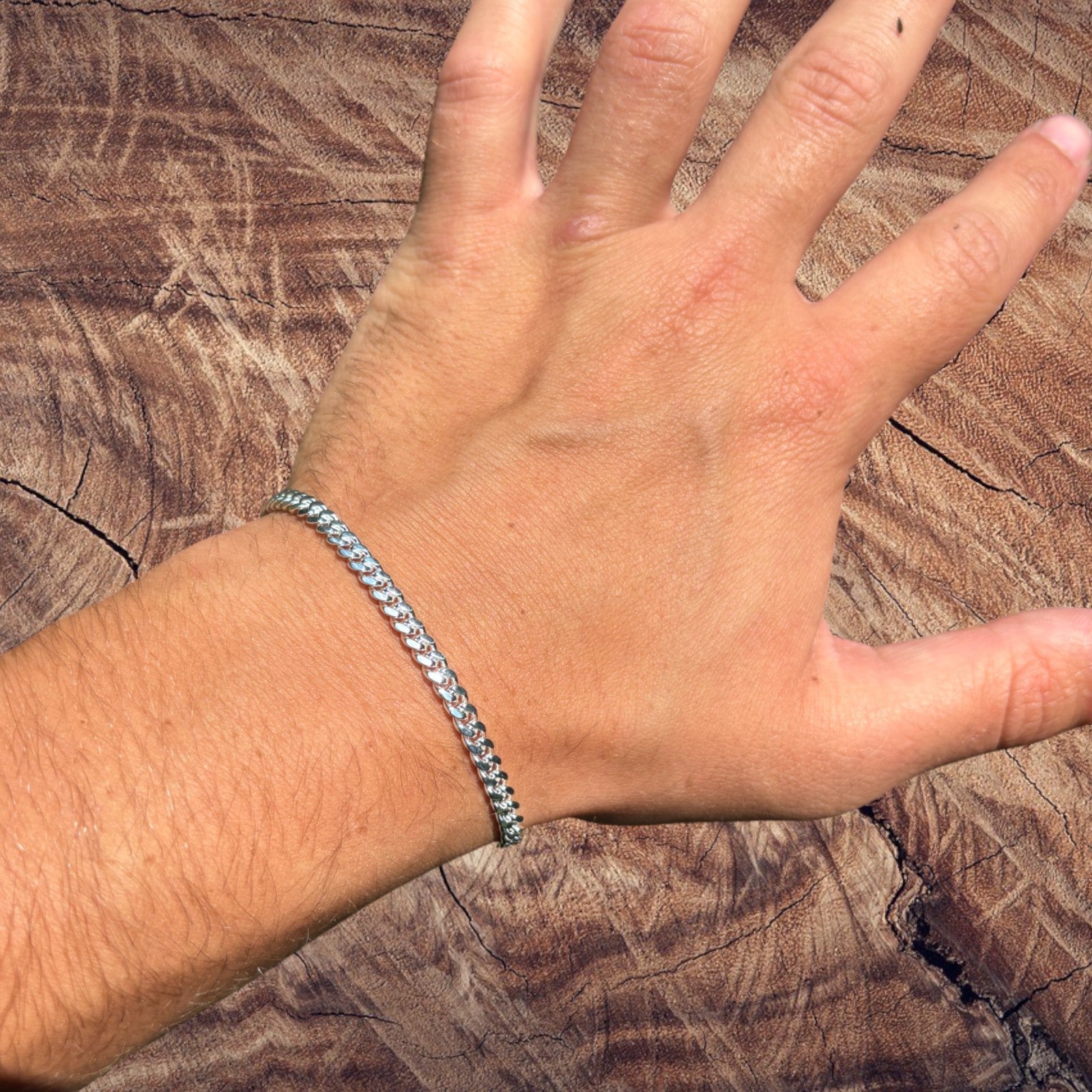 925 Sterling Silver 4mm Miami Cuban W. Box Clasp Bracelet