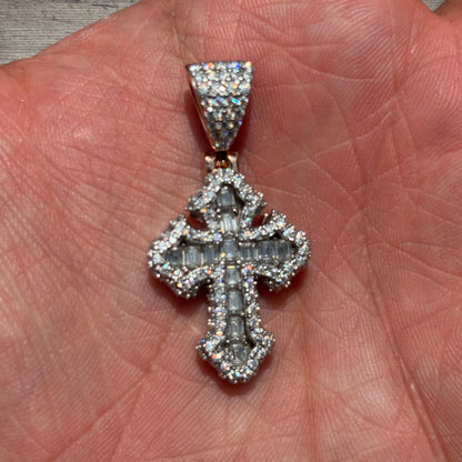 925 Sterling Silver Gothic Cross With Moissanite - Small