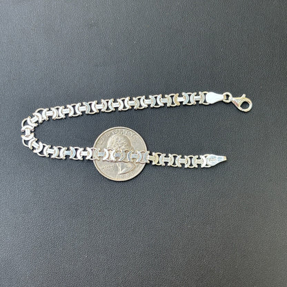 925 Sterling Silver 5mm Flat Byzantine Bracelet
