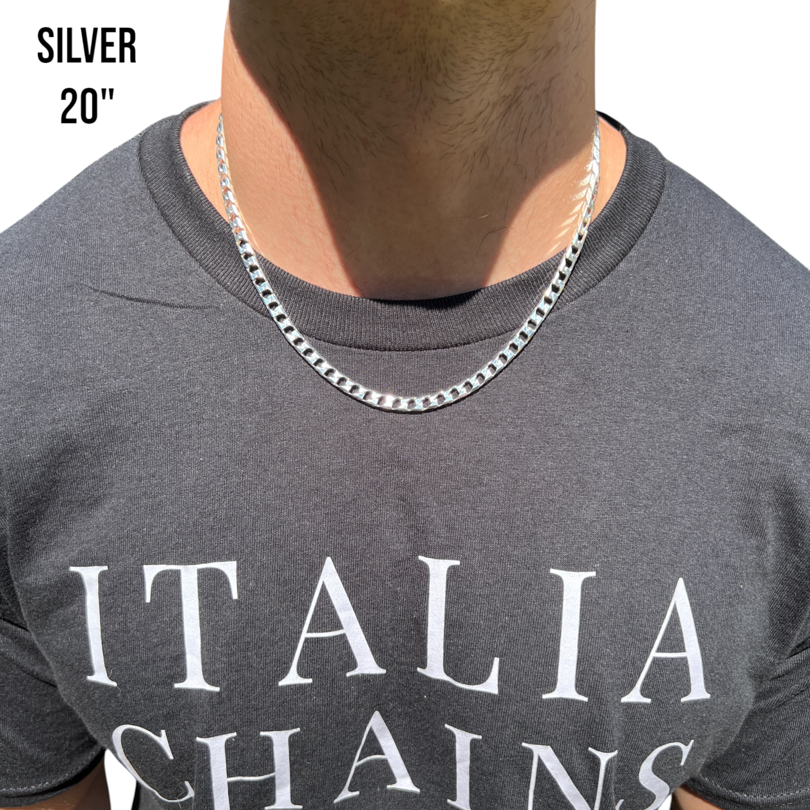 925 Sterling Silver 6mm Square Curb Chain Necklace