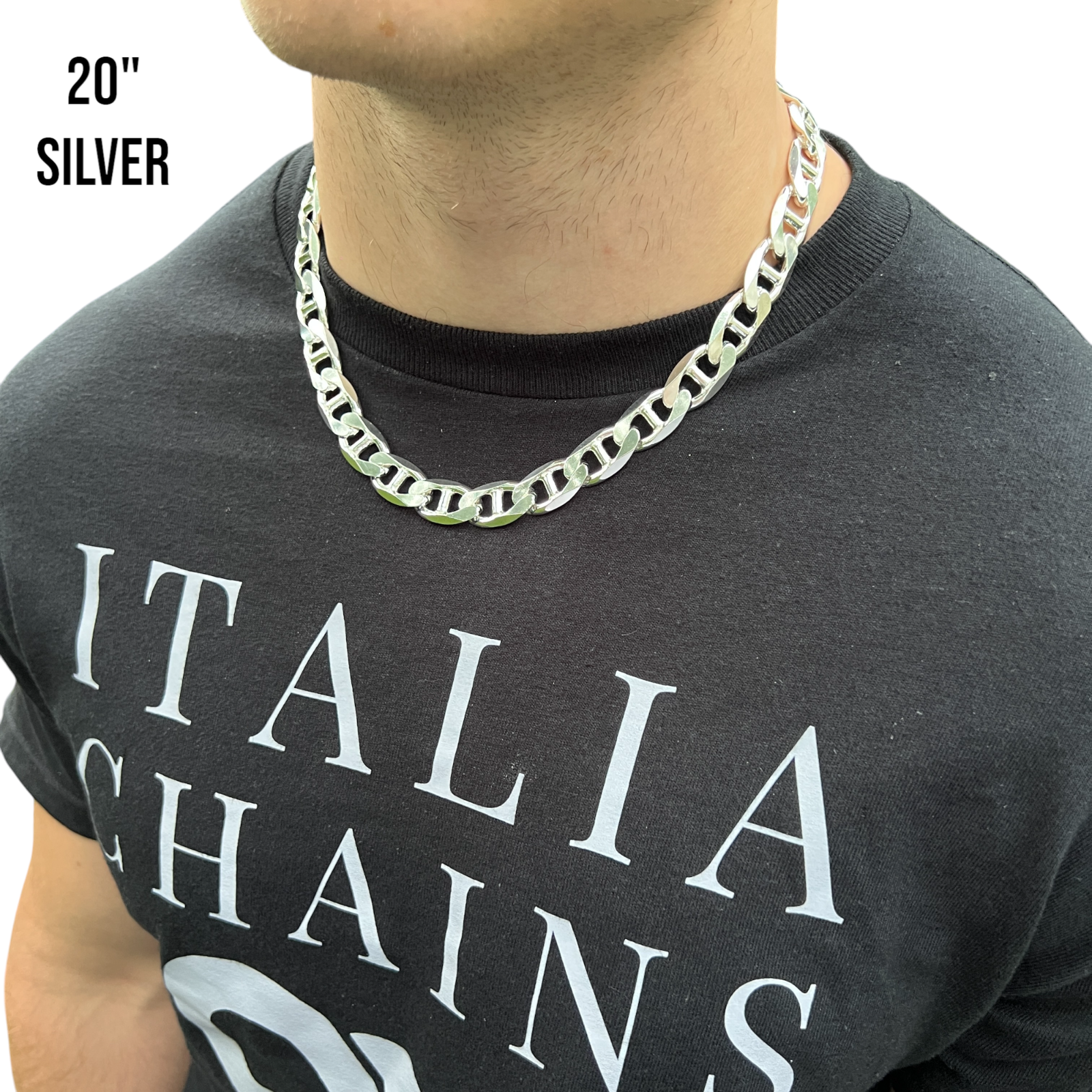 925 Sterling Silver 13mm Mariner Chain Necklace