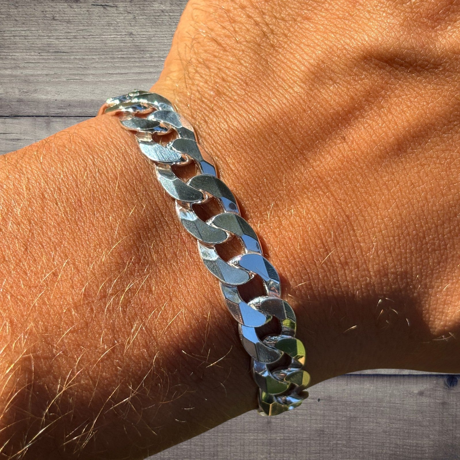 925 Sterling Silver 10.5mm Flat Curb Bracelet