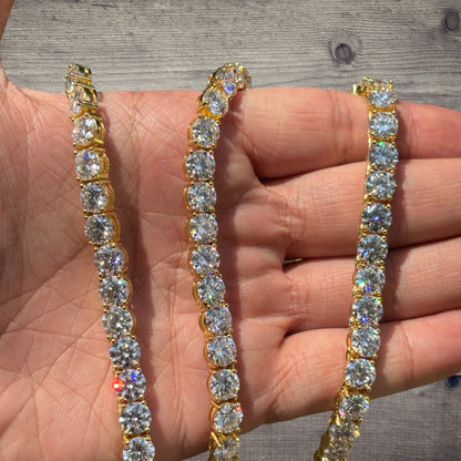 925 Sterling Silver 7mm Tennis Chain Necklace - CZ Or Moissanite