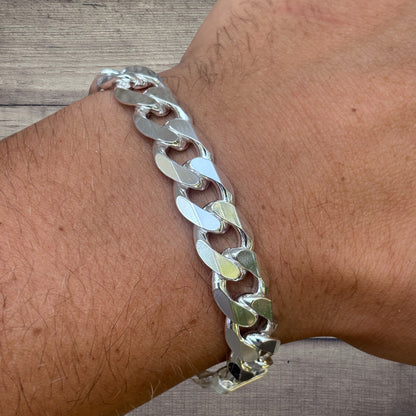 925 Sterling Silver 12mm Curb Bracelet