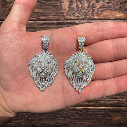 925 Sterling Silver Lion Pendant With Moissanite