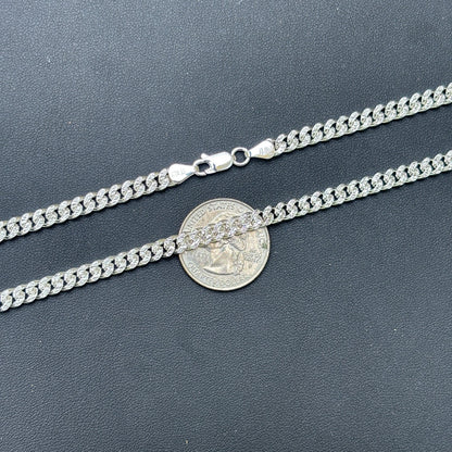 925 Sterling Silver 5mm Diamond Cut Miami Cuban Chain Necklace