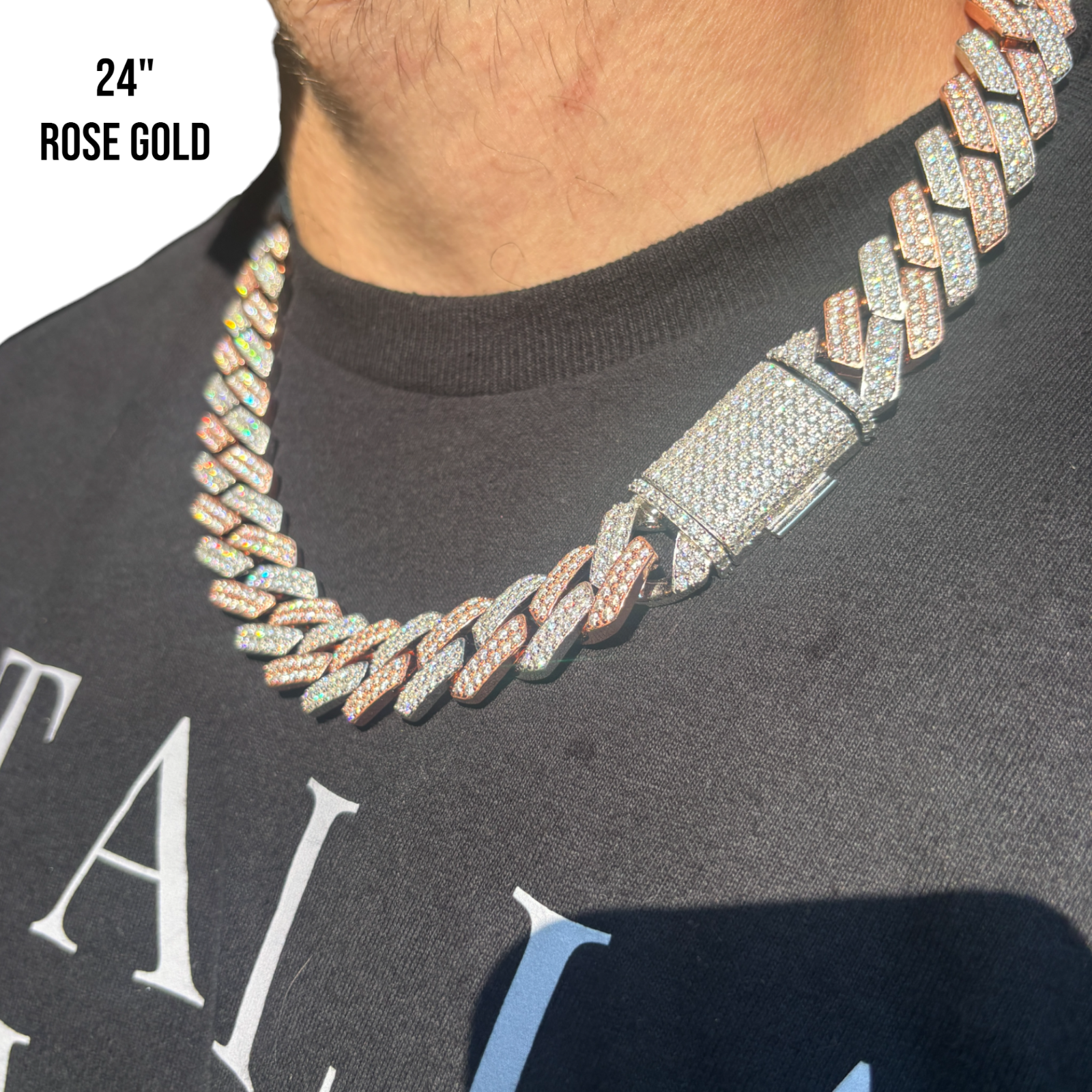 925 Sterling Silver 20mm Moissanite Miami Cuban Prong Chain Necklace