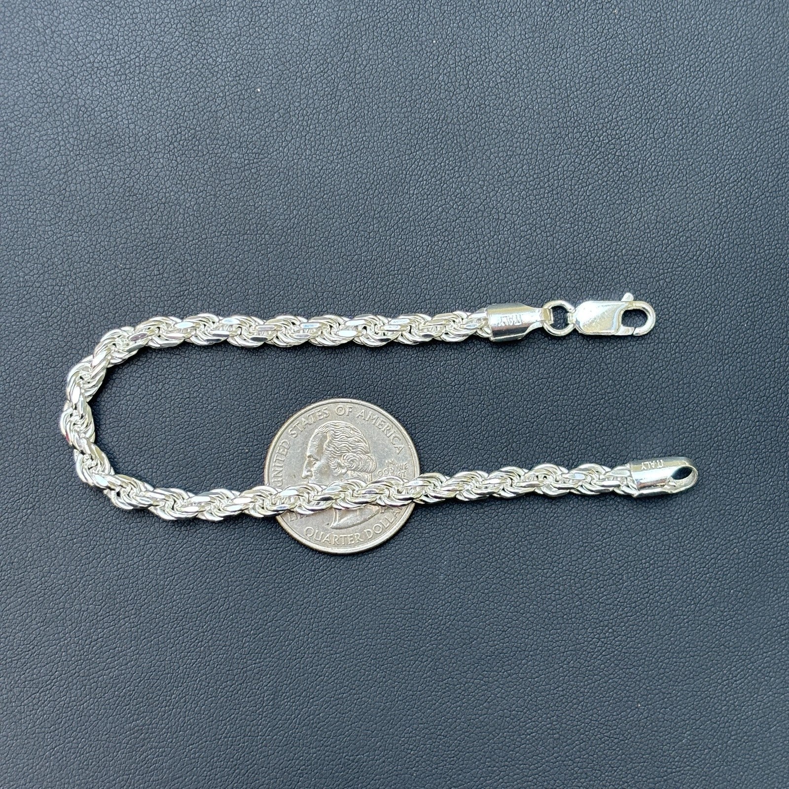 925 Sterling Silver 5mm Diamond Cut Rope Bracelet