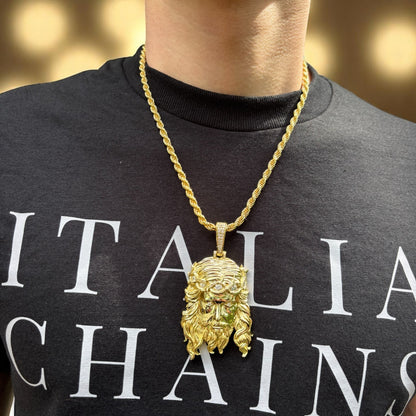 925 Sterling Silver Jesus Pendant With Moissanite - Large