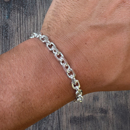 925 Sterling Silver 6mm Anchor Cable Bracelet