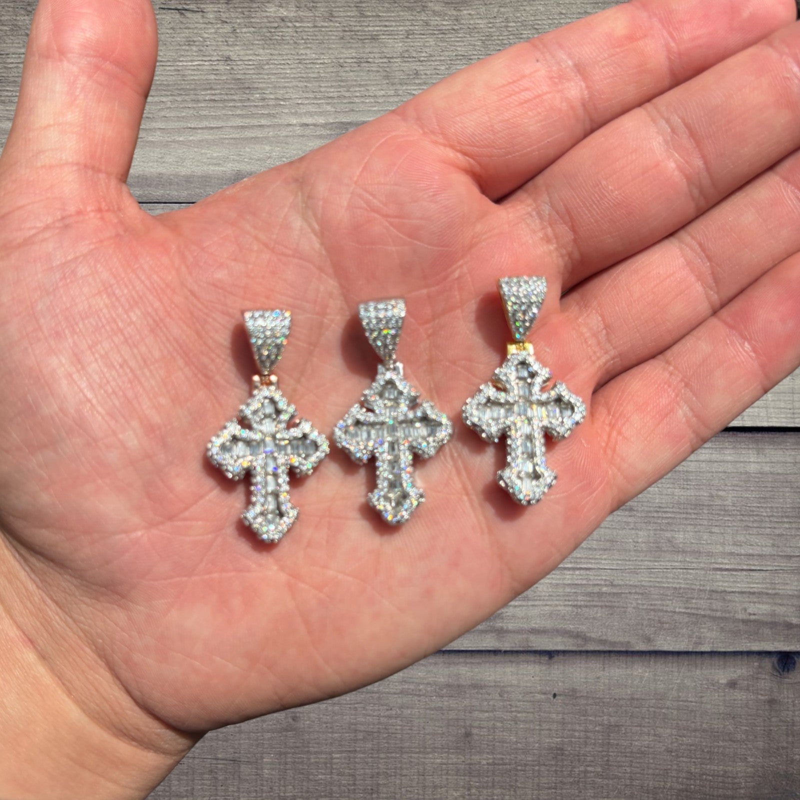 925 Sterling Silver Gothic Cross With Moissanite - Small