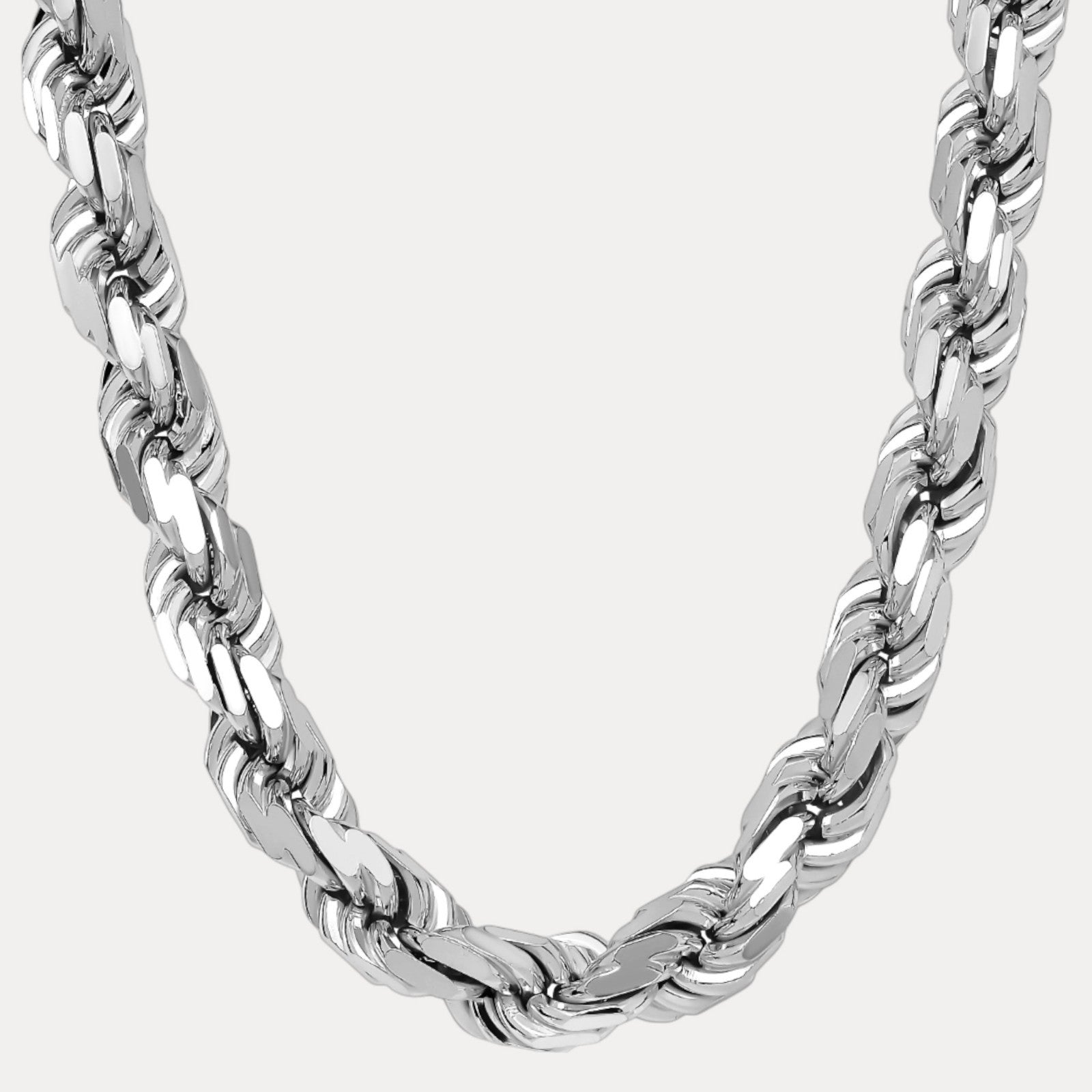 925 Sterling Silver 16mm Diamond Cut Rope Chain Necklace