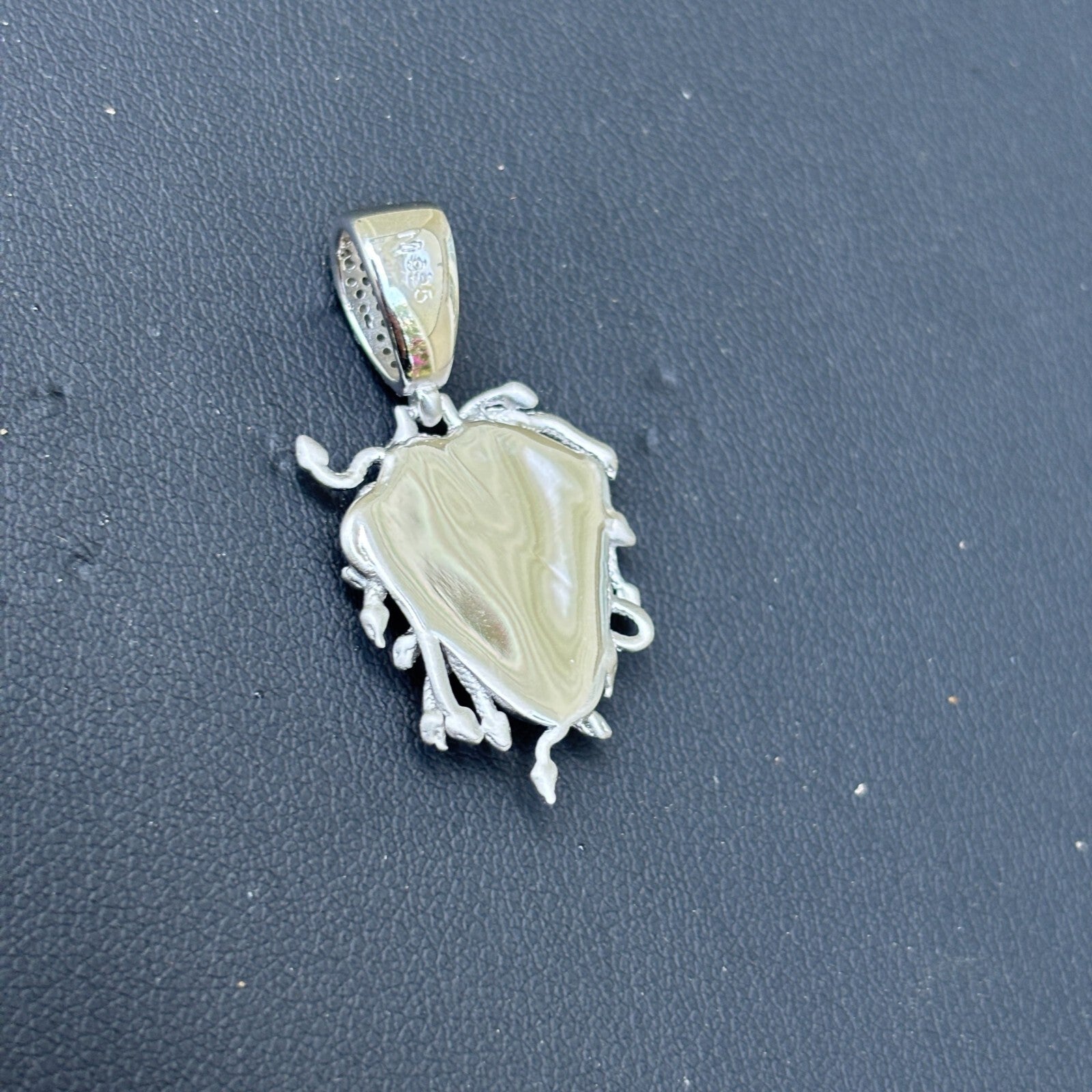 925 Sterling Silver Medusa Head Pendant With Moissanite - Small