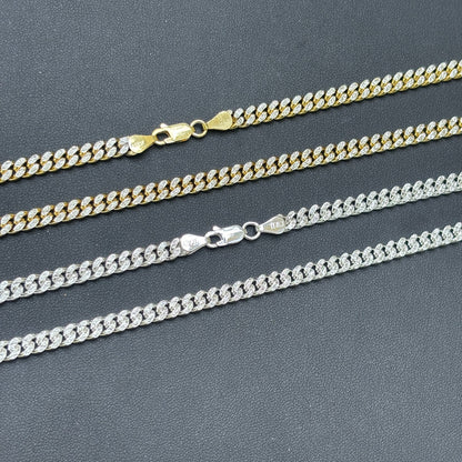 925 Sterling Silver 5mm Diamond Cut Miami Cuban Chain Necklace