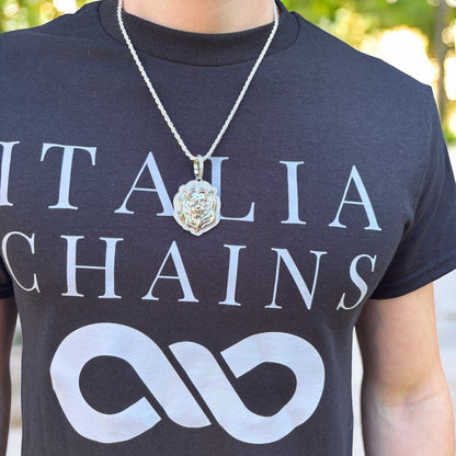 925 Sterling Silver Lion Head Pendant With Moissanite - Medium