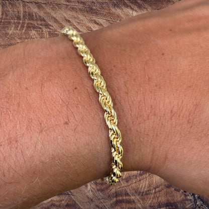 925 Sterling Silver 4mm Diamond Cut Rope Bracelet