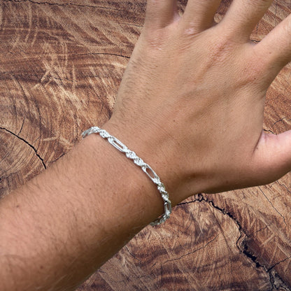 925 Sterling Silver 4mm Figarope Milano Bracelet