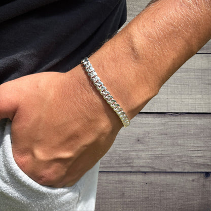 925 Sterling Silver 6mm Miami Cuban W. Box Clasp Bracelet